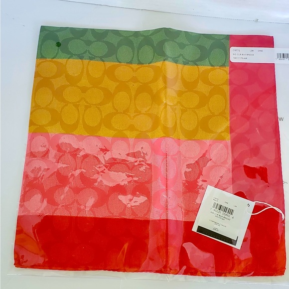COACH Rainbow Signature Silk Square Scarf - Picture 1 of 5